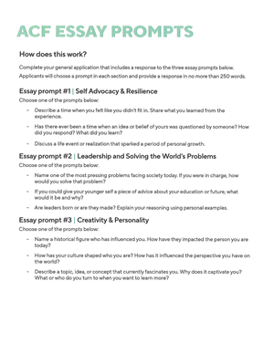 ACF Essay Prompts